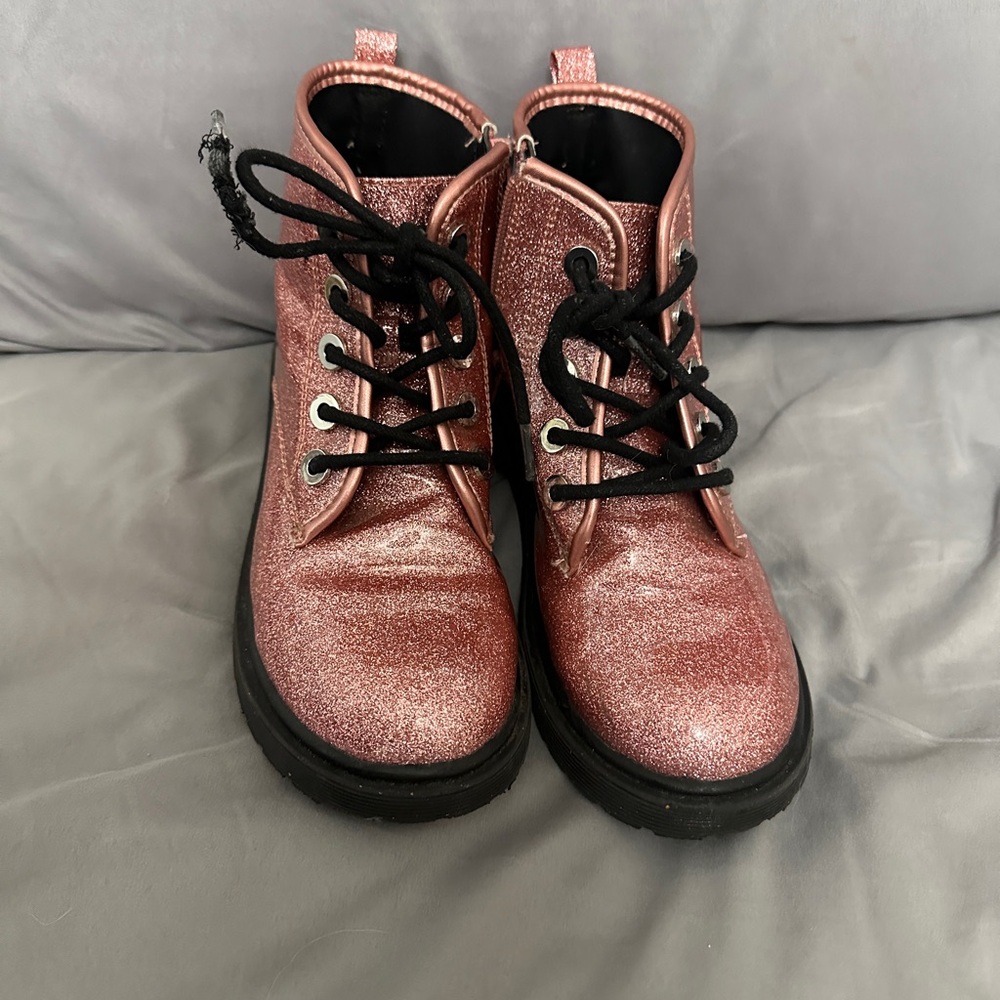Steve Madden Kid's Glitter Lace-Up Boots Pink Size 4